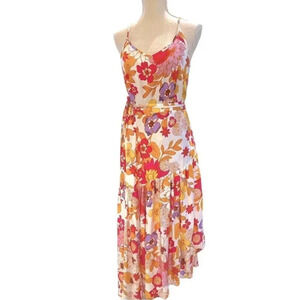 CYNTHIA ROWLEY 2 PIECE FLORAL ASYMMETRICAL WRAP SKIRT AND TANK SET SIZE SMALL